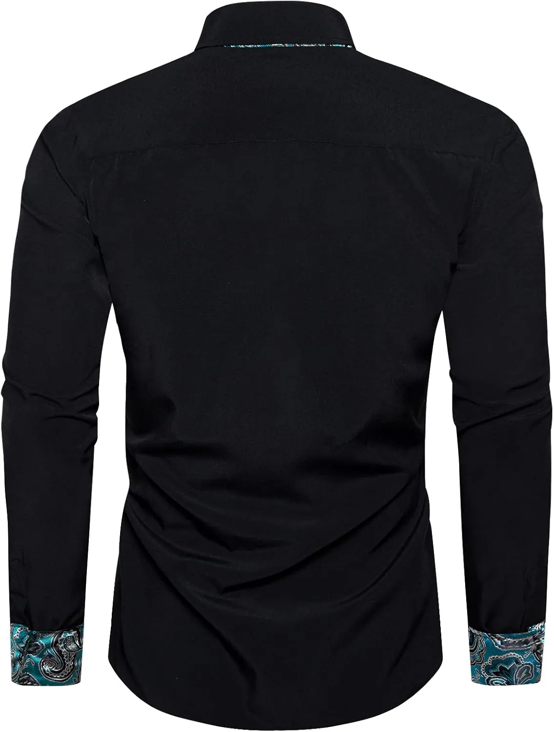 DiBanGu Men's Dress Shirt Long Sleeve Casual Button Down Shirts Regular Fit Inner Contrast Shirt for Business Party