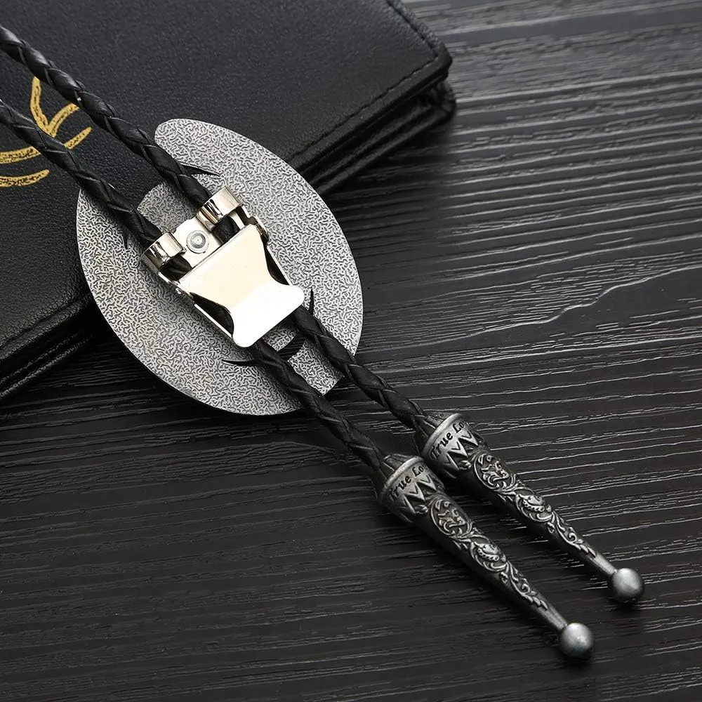 HUABOLA CALYN Vintage Bolo Tie for Men- Initial Letter ABCDMJR to Z Western Cowboy Bolo Tie for Women