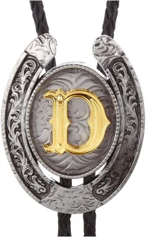 HUABOLA CALYN Vintage Bolo Tie for Men- Initial Letter ABCDMJR to Z Western Cowboy Bolo Tie for Women