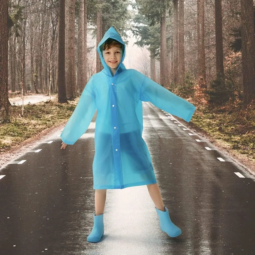 Opret 2 Pack Raincoats for Kids, Reusable Rain Ponchos with Hood and Sleeves Waterproof Rain Coats for Boys and Girls
