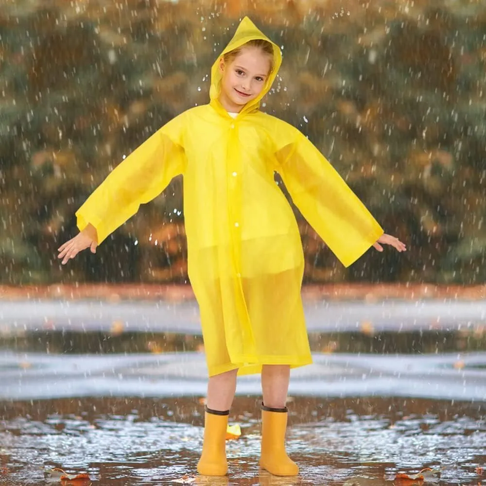 Opret 2 Pack Raincoats for Kids, Reusable Rain Ponchos with Hood and Sleeves Waterproof Rain Coats for Boys and Girls