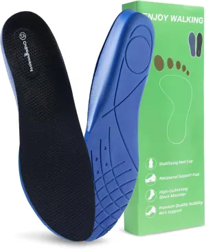 OrthoComfoot Plantar Fasciitis Relief Comfort Insoles: Low Arch Support Shoe Inserts for Men Women, Heavy Duty Work Boot Orthotic Steppers Insoles for Standing All Day, Size 9.5 Men/11.5 Women