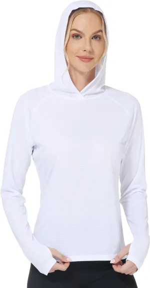 Roadbox Women's Sun Protection Hoodie UPF 50  Long Sleeve Hiking Fishing Hooded Shirt, UV Rash Guard for Women