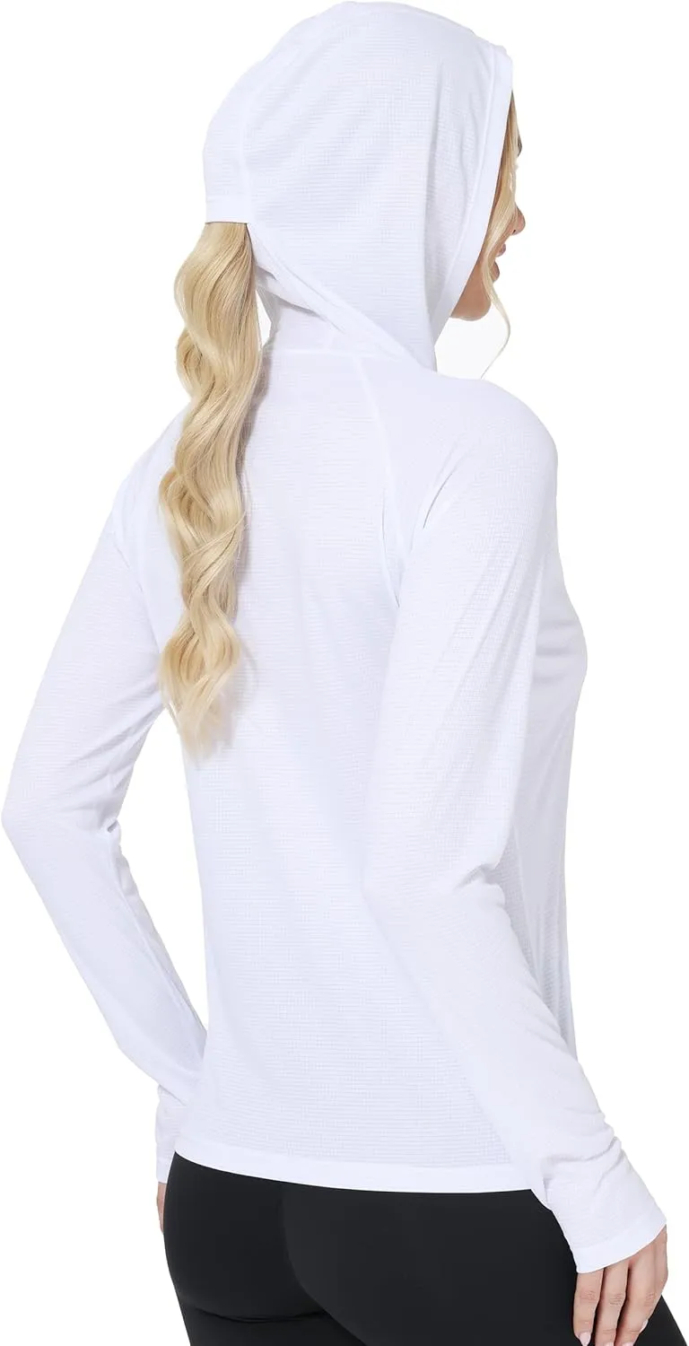 Roadbox Women's Sun Protection Hoodie UPF 50  Long Sleeve Hiking Fishing Hooded Shirt, UV Rash Guard for Women