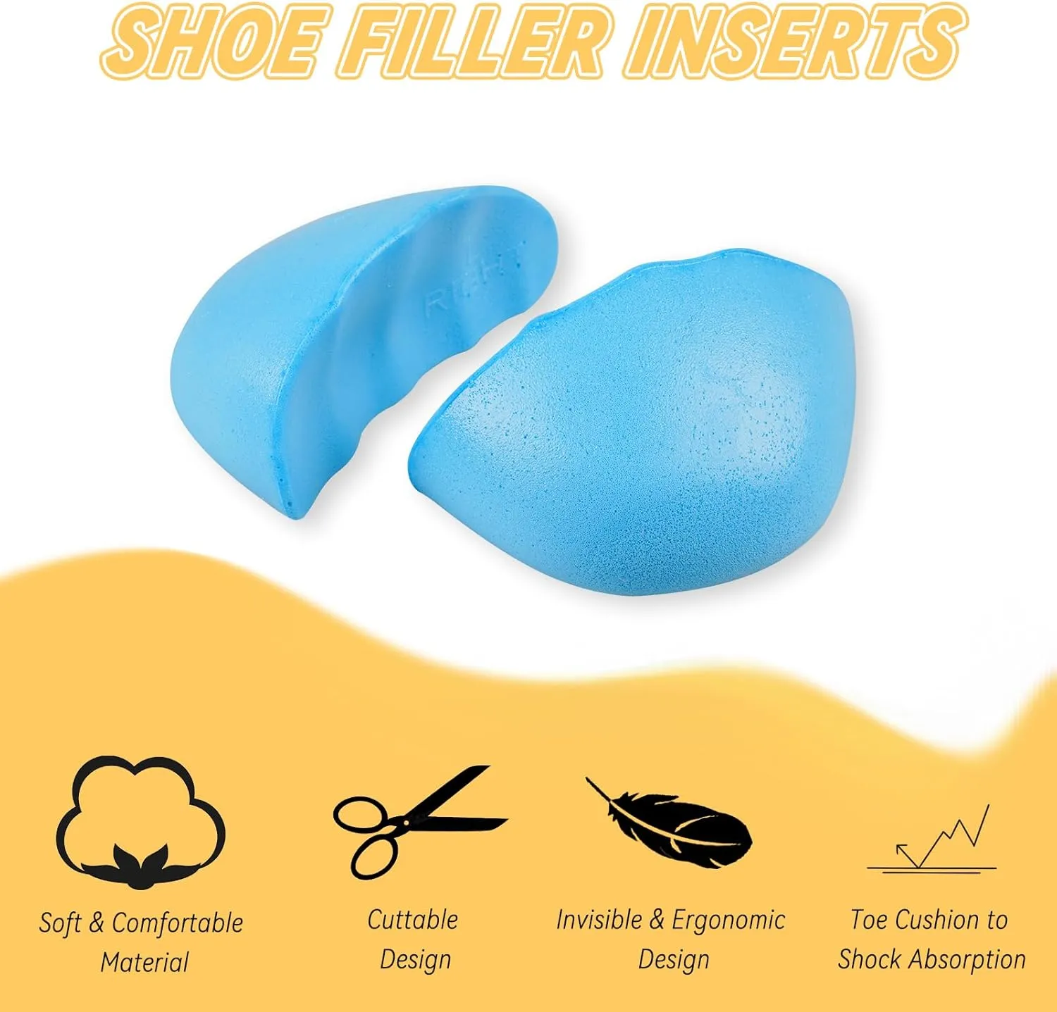 Shoe Filler for Too Big Shoes, Inserts to Make Shoes Smaller, Toe Filler Cushion Inserts for Loose Shoes, for Men and Women (M: Half to one Size Bigger)