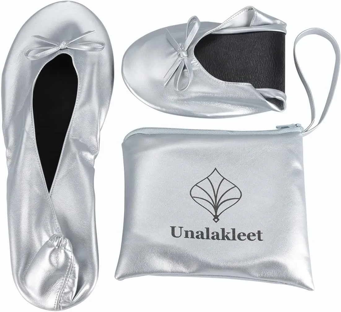 Unalakleet Foldable Blallet Flats- Roll Up Slipper Pouch Women's Wedding Shoes