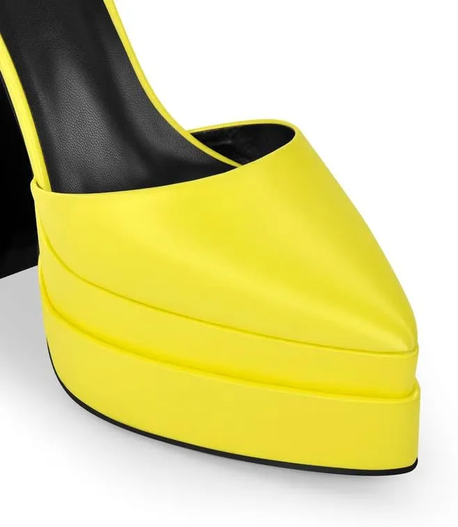 Womens Double High Chunky Platform Pointed Closed Toe Chunky Heels Ankle Strap Rhinestone Pumps Shoes for Dress Wedding Party